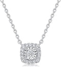 Sterling Silver Lab Grown Diamond Halo Pendant Necklace, Chain Included,ideal gift for anniversaries, birthdays, or any milestone celebration
