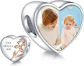 Annmors Personalized Photo Charm for Bracelet Necklaces,925 Sterling Silver Charm Love Heart Shaped Engraved Customize Picture Gift for Birthday Mother's Day Christmas,Bead Charms Jewelry for Women