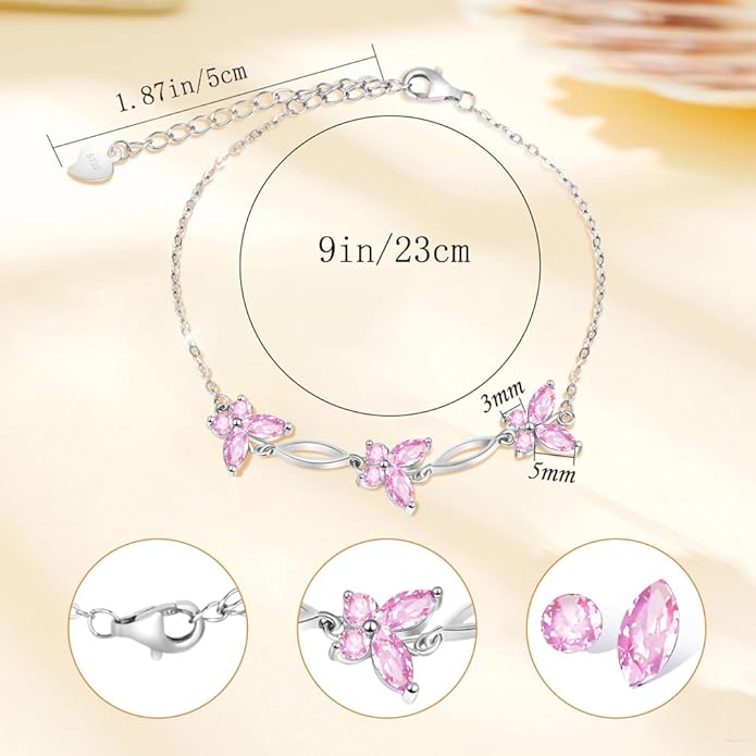 Sterling Silver Butterfly Ankle Bracelet, Endless Love Symbol Anklet, Classic Design Women's Jewelry, Christmas Holiday Birthday Gifts