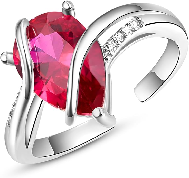 KINGWHYTE Adjustable Rings for Women Teardrop Pear Ring 925 Sterling Silver 0.85ct Teardrop Cubic Zirconia Open AdjustableThumb Ring for Women