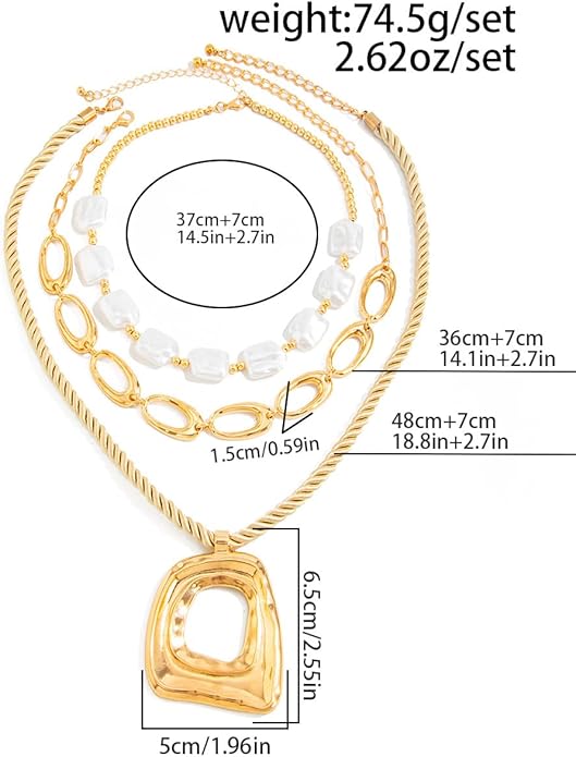 PLOUTOS Statement Modern Geometric Hollow Square Pendant Rope Chain Necklace for Women Bold Fashion Layering Collarbone Jewelry Party Wear Accessory