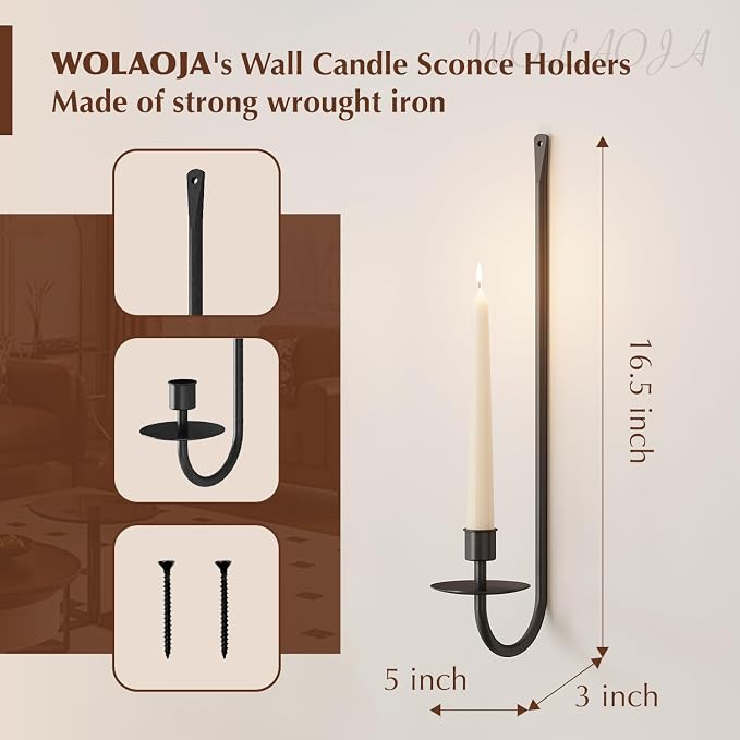 Metal Wall Candle Sconce Holder Set of 4 Wall Mount Candle Holder Pillar Holder - Image 4