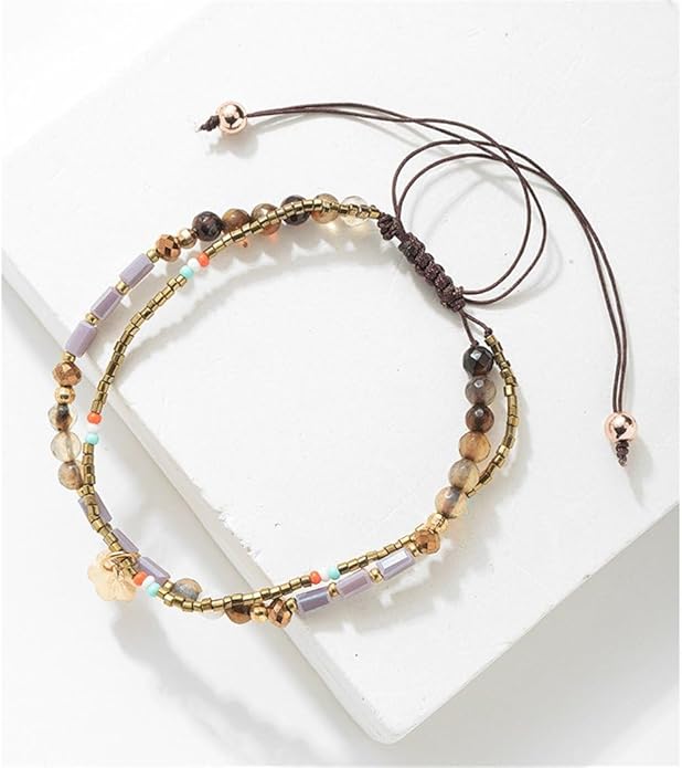 Handmade Adjustable Wrap Bracelet Bohemian String Braided Beads Anklets Gifts for Women
