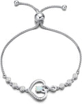 AGVANA Valentines Day Gifts Heart Birthstone Bracelets for Women Sterling Silver Genuine or Created Gemstone Tennis Bracelet Infinity Love Jewelry Anniversary Birthday Gifts for Wife Mom Women