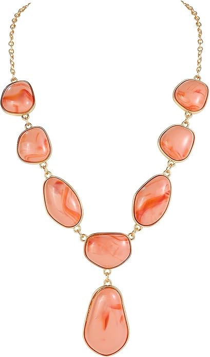 Bocar Bubble Chunky Necklace Alloy Necklace Resin Statement Pendant Necklace for Women