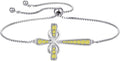 YL Cross Bracelet 925 Sterling Silver Infinity Sideways Link Bracelet Birthstone Jewelry for Women