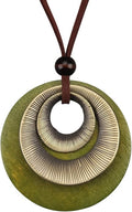 Boho Necklaces for Women Chunky Circle Necklace Layered Boho Circle Leather Choker Necklace Long Vintage Necklaces Bohemian Jewlery Gifts