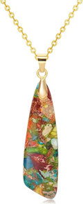 Nature Stone Necklaces for Women Boho Pendant Necklace 18K Gold Chain Necklaces