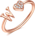 Valentines Day Gift Initial Rings for Teen Girls - S925 Heart Sterling Silver Rings for Teen Girls | 14K Gold/Rose Gold/Sterling Silver Plated Ring for Girls Kids Women Ring for Teenager Girls Gifts Adjustable, No Tarnish, Hypoallergenic