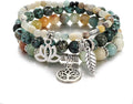 UEUC Tree of Life Yoga Healing Stone Bracelets,Multilayer Lotus Chakra Stone Reiki Bracelet Sets,Anxiety Crystal Natural Stone,for Women Stress Relief