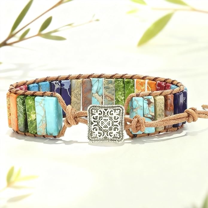ZOSOJONA 7 Chakra Bracelet Bohemian Handmade Leather Wrap Healing Protection Natural Stone Yoga Beaded Bracelets Boho Friendship Jewelry