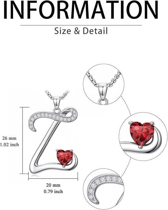 Valentines Day Gifts for Women Alphabet A to Z Initial Birthstone Pendant Necklaces for Women - 18k White Gold Plated Personalized Name Jewelry Valentine Mothers Day Birthday Gifts for Women Her Girlfriend