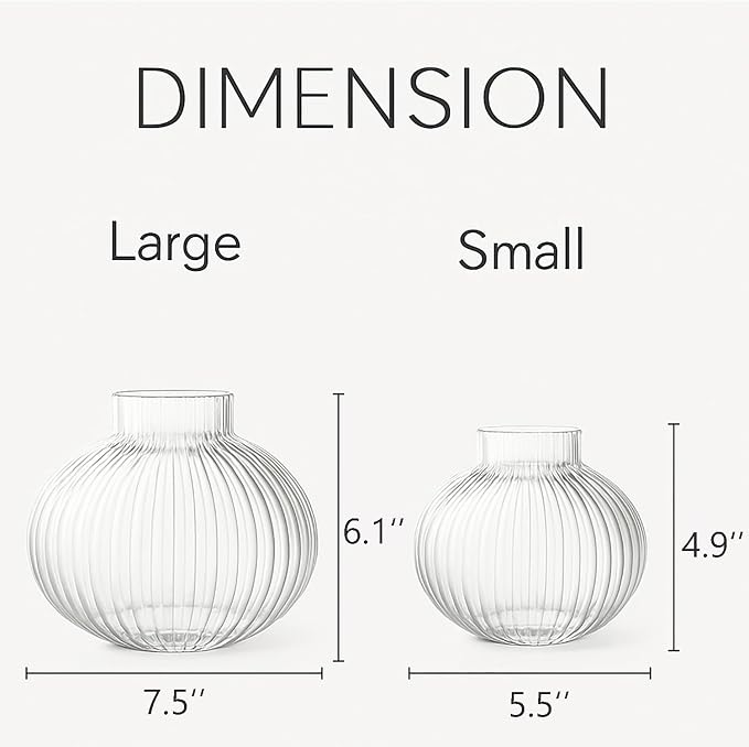 Round Glass Vases Set of 2, Flower Vases - Image 5