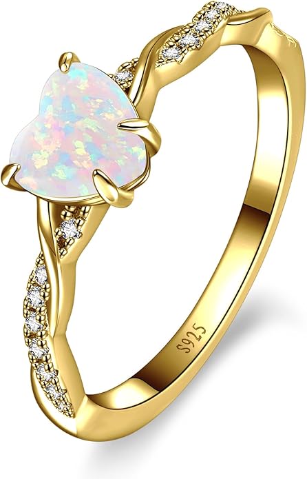 1.25ct Womens Heart Promise Ring, 925 Sterling Silver Heart Cut Created Emerald/Sapphire/Amethyst/Ruby/Cubic Zirconia/Opal Twisted Vine Engagement Ring for Women Size 5-10