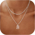 Initial Necklaces for Women Dainty Gold Silver Layered Letter Pendant Necklace Cute Figaro Chain Choker Necklace Personalized Trendy Stuff Jewelry Stack Gift for Women Her