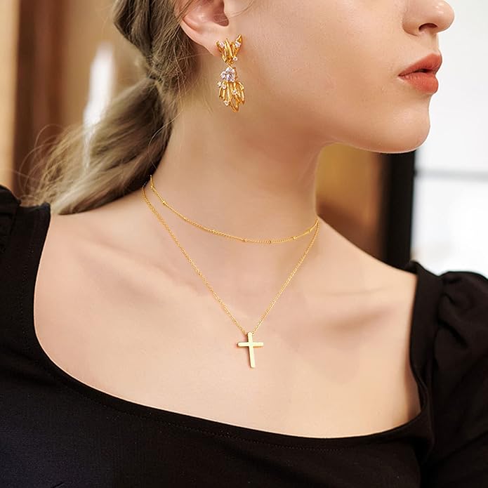 Luxval Lariat Gold Necklace for Women, Dainty Long Necklace 14k Gold Plated/Silver Y-Shaped Pendant Necklaces Trendy Beaded Chain Drop Necklaces Jewelry for Women Gifts