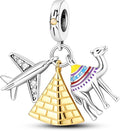 MULA 925 Sterling Silver Charms for Bracelets and Necklaces Family Letters Dangle Pendants Airplane Travel Beads Family Tree Jewelry Charms for Women
