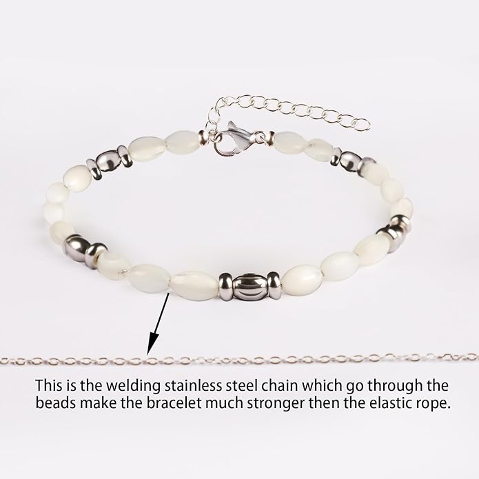 Natural Gem Stone Beaded Bracelets for Women Adjustable Stainless Steel Agate Lapis Tiger Eye Aventurine Rose Quartz
