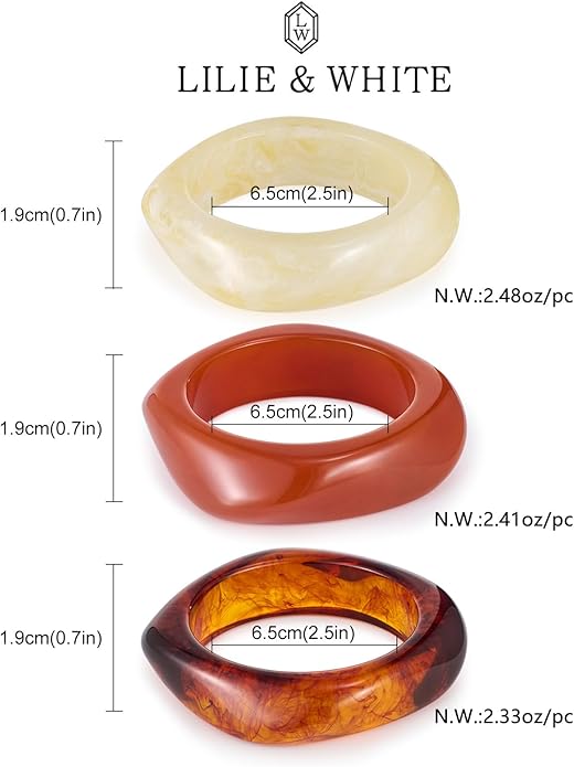 LILIE&WHITE Colorful Acrylic Bangle Bracelets For Women Resin Bangles Chic Vintage Gold Bracelet Chunky Bracelets Jewelry Gift