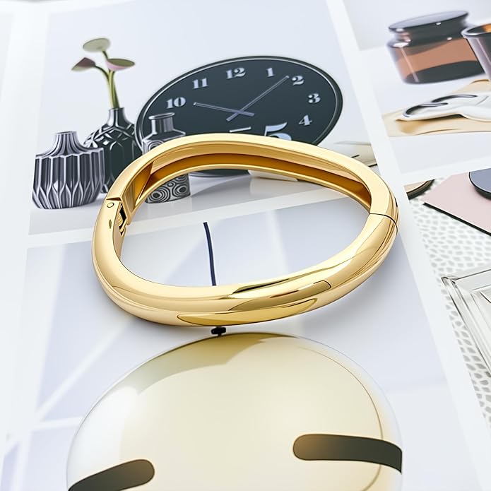 3 Pcs Gold Bangle Bracelets for Women Trendy Chunky Cuff Bracelet Silver Irregular Statement Stackable Bangle Bracelet Minimalist Cuff Jewelry for Women Gifts