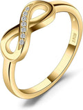 JewelryPalace 14k White Yellow Rose Gold Plated 925 Sterling Silver Rings for Women, Cubic Zirconia Promise Rings for Her, Stackable Wedding Bands Rings for Women Infinity Forever Love Knot Ring