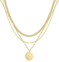 Layered Gold Silver Necklaces for Women, Stackable Stack 14K Real Gold Plated Silver Chain Necklace Diamond Circle CZ Layering Pendant Necklaces Trendy Gold Jewelry Set Gifts