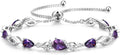 FANCIME Birthstone Teardrop Tennis Bracelet for Women, Sterling Silver 9x7mm main Gemstone Bolo Adjustable Chain Bracelet Fine Jewelry Birthday Gifts for Women Mom Wife Her