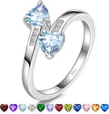 1CT Adjustable Women Heart Ring 925 Sterling Silver Birthstone Rings for Women Promise Ring for her Simulated Gemstone Statement Stackable Band Width 2mm Open Size 5~9