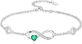 Dorunmo Infinity Heart Anklet Bracelet for Women 925 Sterling Silver Adjustable Infinity Birthstone Bracelet Friendship Jewelry Gifts for Women Birthday Christmas