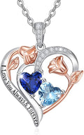 Valentine's Day Gifts for Wife 925 Sterling Silver Double Birthstone Pendant Necklaces I Love You for Always and Forever Necklace Anniversary Birthday Gifts for Wife Girlfriend Mom Her