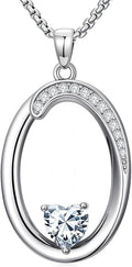 Valentines Day Gifts for Women Alphabet A to Z Initial Birthstone Pendant Necklaces for Women - 18k White Gold Plated Personalized Name Jewelry Valentine Mothers Day Birthday Gifts for Women Her Girlfriend