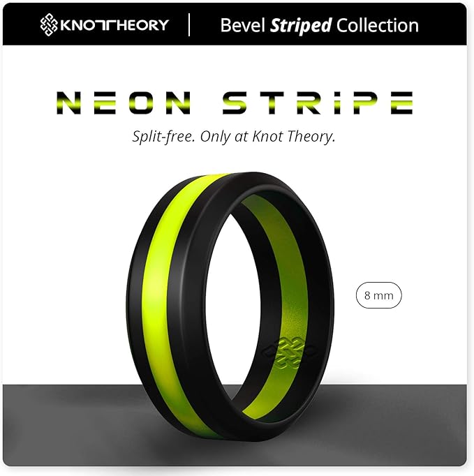Knot Theory Striped Silicone Ring for Men and Women – Black, Grey, Red, Blue, Orange, Yellow, Purple