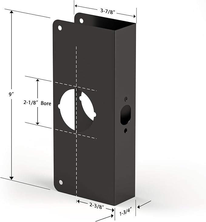 Door Knob Reinforcement Plate, Matte Black, Fits 1-3/4" Doors, 2-3/8" Backset - Image 3