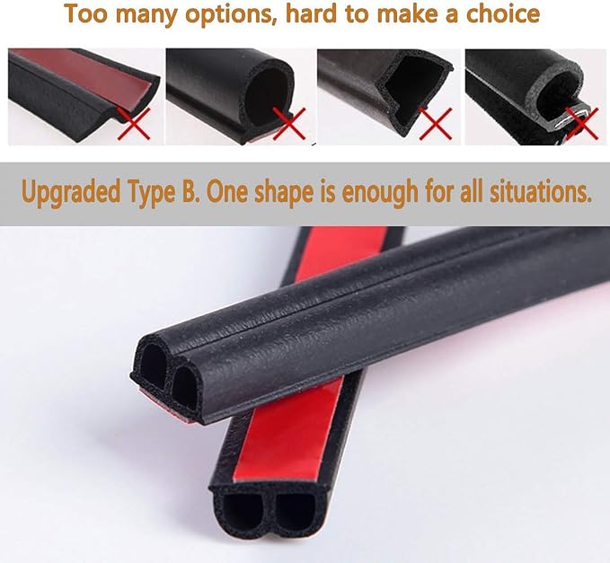 Universal Door Seal Strip, B-Shape Rubber Weatherstrip - Image 2