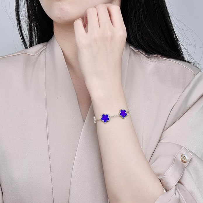 18K Gold-Plated Four Leaf Clover Bracelet for Women,Adjustable lucky Bracelet Set Jewelry Gift-Hypoallergenic Charm for Birthdays, Wellness & Daily Wear