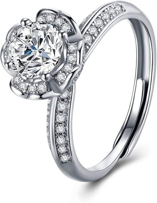 Atylyk Moissanite Engagement Ring Solitaire Sterling Silver Promise Rings for Women Lady