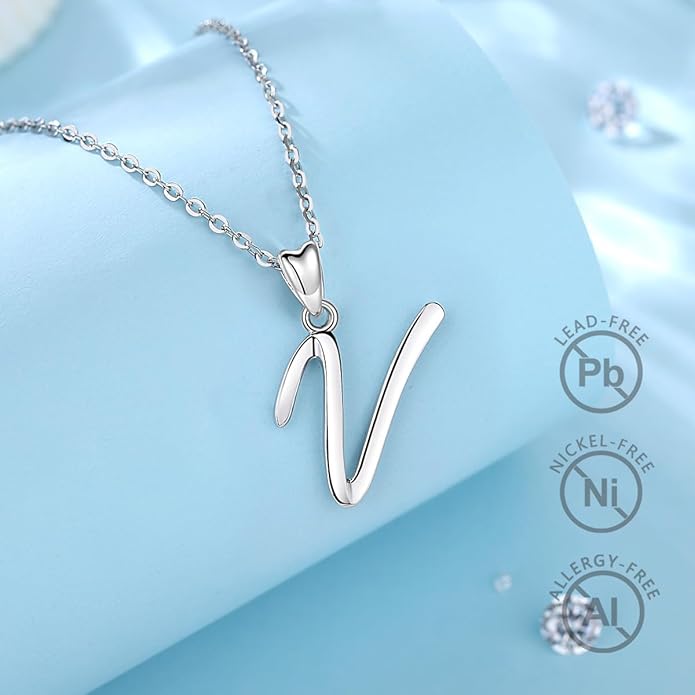 EUDORA Sterling Silver Initial Necklaces for Women, Classic 26 Letter Neckless Gifts for Girls, Sister, Mother Daughter, 18 inch Chain