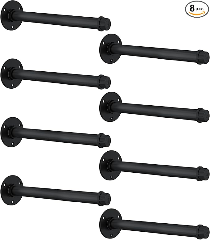 Industrial Pipe Shelf Brackets for 10 Inches Board, Heavy Duty Wall Mounted by Unknown