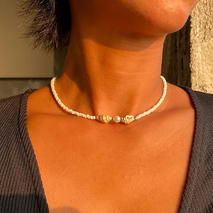 Women's Shell Starfish Boho Layered Beaded Necklace Choker for Summer Beach Vacation Gifts for Birthday/Anniversary/Christmas
