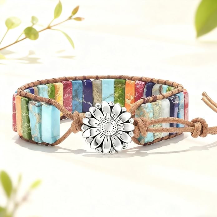 ZOSOJONA 7 Chakra Bracelet Bohemian Handmade Leather Wrap Healing Protection Natural Stone Yoga Beaded Bracelets Boho Friendship Jewelry