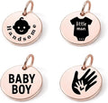 SM Design Pregnancy & New Baby Charm Set – Set of 4 Meaningful Stainless Steel Charms – Great for Crafting, Making Bracelets and Necklaces - Meaningful Keepsake Charms for Expecting & New Moms
