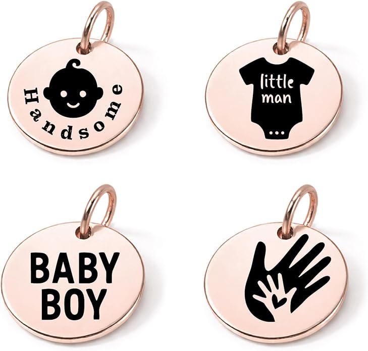 SM Design Pregnancy & New Baby Charm Set – Set of 4 Meaningful Stainless Steel Charms – Great for Crafting, Making Bracelets and Necklaces - Meaningful Keepsake Charms for Expecting & New Moms