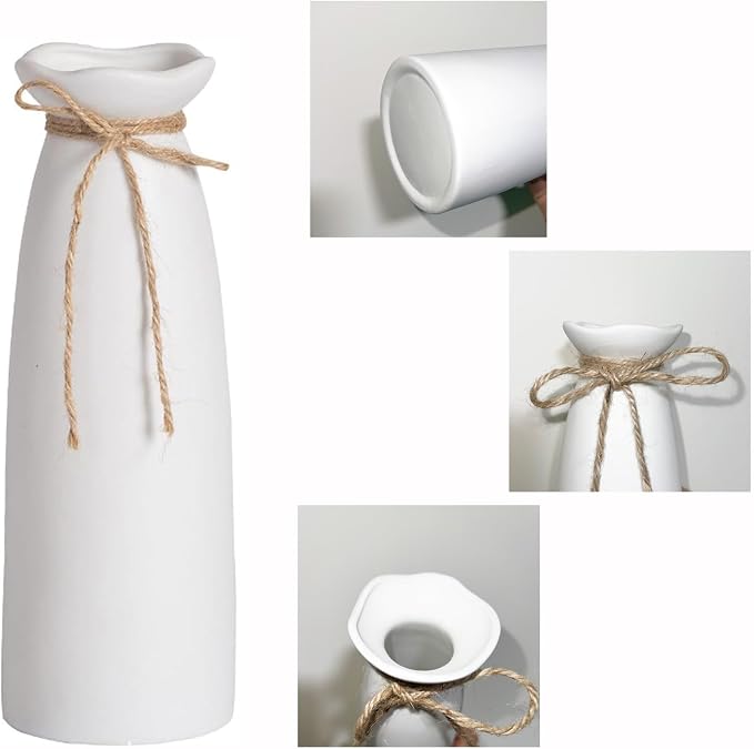 White Ceramic Vase-Flower Vase Dried Flower Vase - Image 6