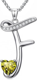 Valentines Day Gifts for Women Alphabet A to Z Initial Birthstone Pendant Necklaces for Women - 18k White Gold Plated Personalized Name Jewelry Valentine Mothers Day Birthday Gifts for Women Her Girlfriend