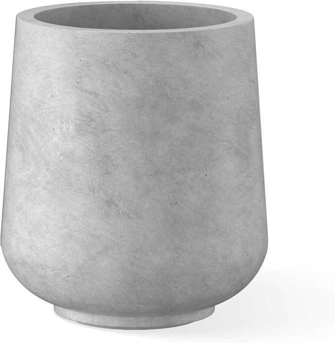 Kante Accent Round Curved Pale Gray Concrete Planter 13" Dia, Outdoor | Rubber by Unknown
