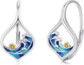 Ocean Wave Earrings 925 Sterling Silver Beach Leverback Earrings for Women Beach Jewelry Gifts for Women