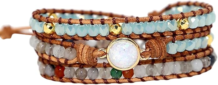 ZOSOJONA Women Wrap Bracelets Boho Natural Stone Jasper Turquoises Strand Bracelet Jewelry Collection