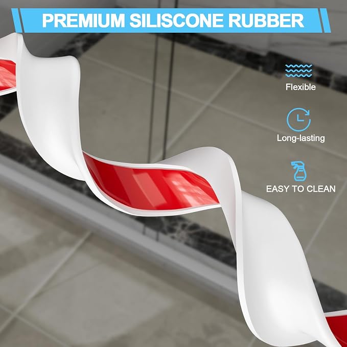 Duzzy 39 Inch Shower Threshold Water Dam Guard, Silicone Rubber Shower Door - Image 4