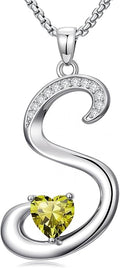 Valentines Day Gifts for Women Alphabet A to Z Initial Birthstone Pendant Necklaces for Women - 18k White Gold Plated Personalized Name Jewelry Valentine Mothers Day Birthday Gifts for Women Her Girlfriend