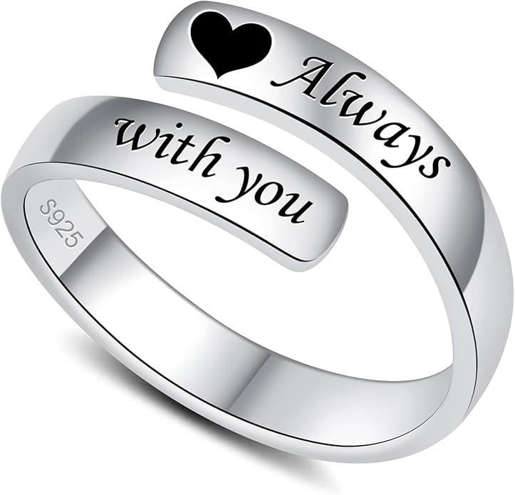 Adjustable Hope Rings 925 Sterling Silver Always with you Ring Inspirational Jewelry Encouragement Gifts for Women